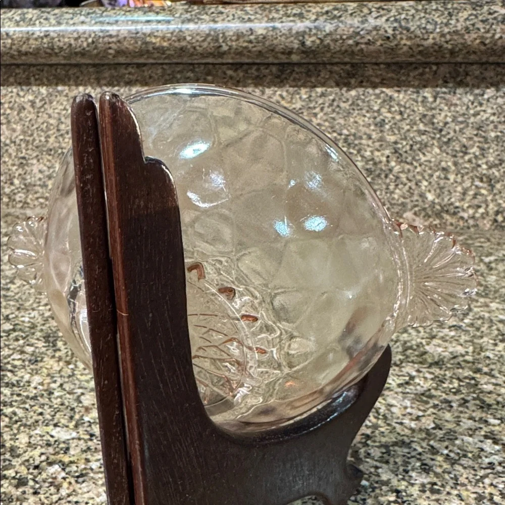 6” Anchor Hocking Serving Bowl Vintage Optic Diamond Pink Depression Glass - Picture 5 of 6